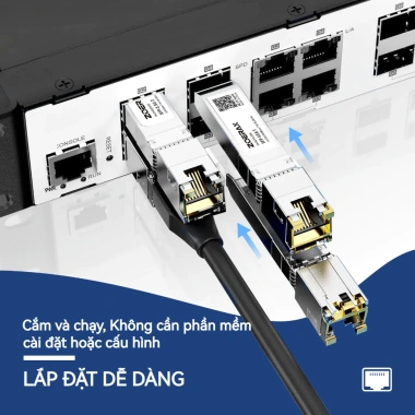 Bộ chuyển SFP+ sang RJ45 Zoerax 1.25/2.5/10G CAT6a tự động nhận tốc độ cắm là chạy 137.700₫