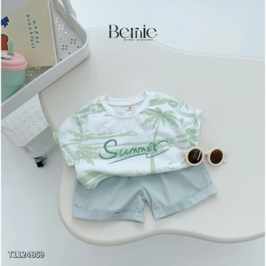 Bộ cộc tay bé trai Họa Tiết Cây Dừa Summer - Bộ đi biển hè 9-24kg, giá 230.000đ
