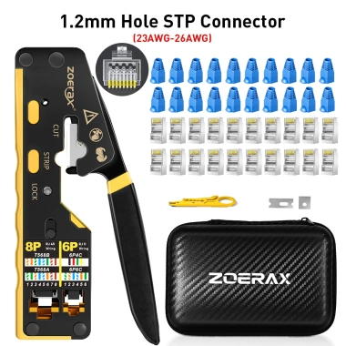 Bộ công cụ mạng ZoeRax RJ45 CAT6 CAT5E - kìm uốn, vũ nữ thoát dây, lưỡi dao, 20 đầu nối và bảo vệ phích cắm - Giá chỉ 373.999 VND 3