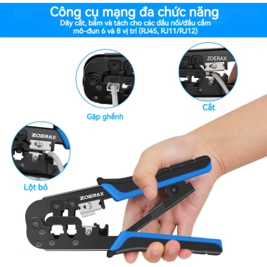 Bộ công cụ uốn Ethernet ZOERAX RJ45 – CAT6, RJ11/12, 20 đầu nối, giá 657.800đ 2