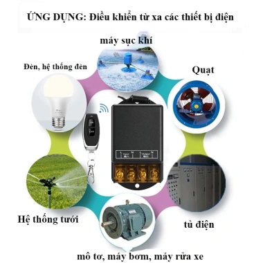 Bộ công tắc RF 100m 30A 1.5HP 220V cho máy bơm nước rửa xe, kèm Remote 5