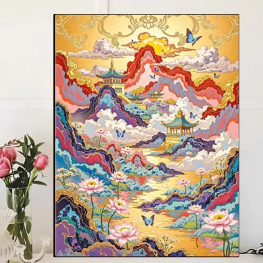 Bộ Cross Stitch Yamagawa Trung Hoa Mới - Chữ Thập, Chỉ Thêu, Gói Đầy Đủ, 328.084 VND
