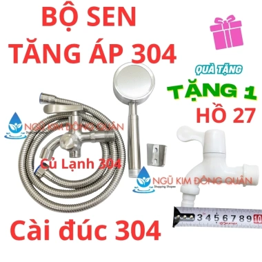 Bộ Củ Sen Tắm Lạnh Inox 304 - Vòi Nhôm, Dây Ren 21, Tay Sen Inox & Nhựa, 69.000₫