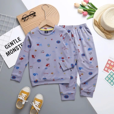 Bộ dài tay bé trai bé gái hoạt hình vải da cá mềm mát, xuất khẩu - Giá ưu đãi 79.000 VND
