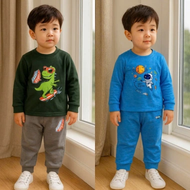 Bộ dài tay thu đông vải thun da cá họa tiết dễ thương cho bé trai - Giá 61.730đ 2 Bộ dài tay thu đông vải thun da cá họa tiết dễ thương cho bé trai - Giá 61.730đ 2