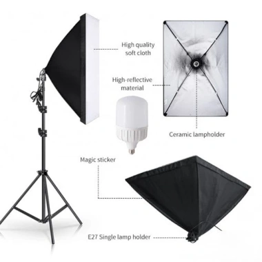 Bộ đèn studio XT5A remote kèm Softbox 50x70cm, chân đèn 2m, bóng led 150W - Giá chỉ 229.500₫, ship nhanh