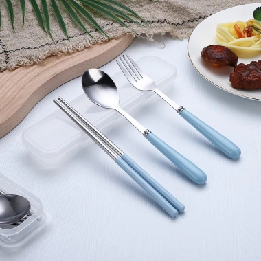 Bộ Đồ Ăn Di Động Inox 3 Mảnh Giả Gốm Hoạt Hình – Đũa Thìa Nĩa, Giá TRW0, 69.365đ