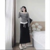 Bộ đồ ba món chân váy dáng A dài, áo ba lỗ bệt vai sọc ngang ZUKA XX88 giảm còn 219k 4