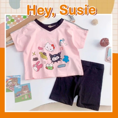 Bộ Đồ Bé Gái Hello Kitty Áo Hồng Quần Legging Đen Size 8‑22kg Giá 121k Giảm giá