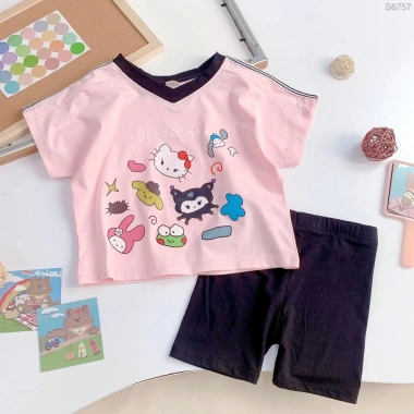 Bộ Đồ Bé Gái Hello Kitty Áo Hồng Quần Legging Đen Size 8‑22kg Giá 121k Giảm giá