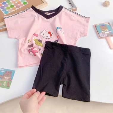 Bộ Đồ Bé Gái Hello Kitty Áo Hồng Quần Legging Đen Size 8‑22kg Giá 121k Giảm giá
