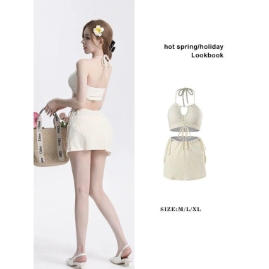 Bộ đồ bơi bikini 3 chi tiết cổ yếm buộc dây gợi cảm kèm quần quây HHQC BKN46 giảm giá 149k 2 Bộ đồ bơi bikini 3 chi tiết cổ yếm buộc dây gợi cảm kèm quần quây HHQC BKN46 giảm giá 149k 2