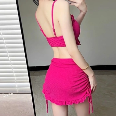 Bộ đồ bơi bikini 3 chi tiết nhún bèo kèm váy quây thời trang đi biển HHQC BKN20 - 139.000₫