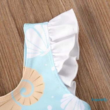 Bộ Đồ Bơi Một Mảnh Không Tay Bèo Hở Lưng Họa Tiết Vỏ Sò và Sao Biển Cho Bé Gái - Giá Siêu Ưu Đãi 117k