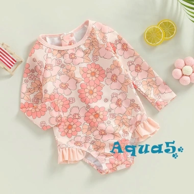 Bộ Đồ Bơi Một Mảnh Tay Dài Cổ Tròn In Hoa Cho Bé Gái Giá Ưu Đãi 154.980 VND