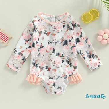 Bộ Đồ Bơi Một Mảnh Tay Dài Cổ Tròn In Hoa Cho Bé Gái Giá Ưu Đãi 154.980 VND