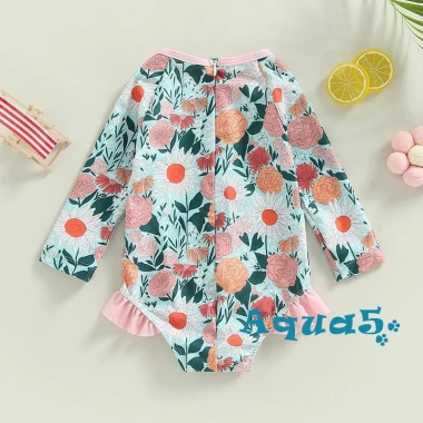 Bộ Đồ Bơi Một Mảnh Tay Dài Cổ Tròn In Hoa Cho Bé Gái Giá Ưu Đãi 154.980 VND