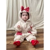 Bộ đồ liền thân Bodysuit màu be cho bé gái size 66-90, ấm áp lễ hội Noel thu đông 4