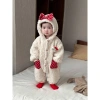 Bộ đồ liền thân Bodysuit màu be cho bé gái size 66-90, ấm áp lễ hội Noel thu đông 7