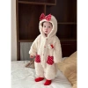 Bộ đồ liền thân Bodysuit màu be cho bé gái size 66-90, ấm áp lễ hội Noel thu đông 9