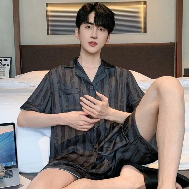 Bộ Đồ Ngủ Jacquard Giả Lụa Mùa Xuân Hè Cardigan Quần Short Tay Ngắn Nhiều Kích Cỡ Loungewear Giá 250.987 VND 4