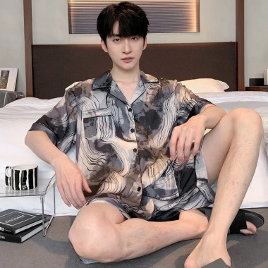Bộ Đồ Ngủ Jacquard Giả Lụa Mùa Xuân Hè Cardigan Quần Short Tay Ngắn Nhiều Kích Cỡ Loungewear Giá 250.987 VND 5