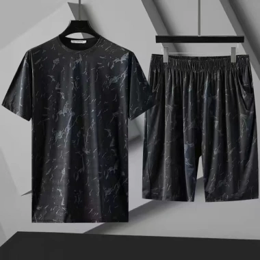 Bộ Đồ Thể Thao Nam Plus Size Ice Silk Dáng Rộng Ngắn Tay, Quần Short 25.4.10, 102.984₫