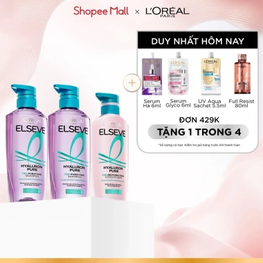 Bộ đôi Gội Dầu Xả Elseve HA 72H + L'Oreal Pure 620ml/375ml – Bồng tóc, Giá 493k