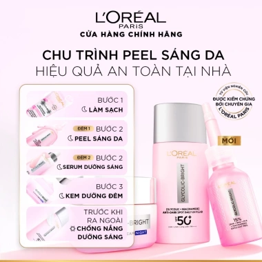 Bộ đôi Peel sáng da L'Oréal Paris Glycolic‑Bright 25ml – Giảm giá 799.000đ, loại bỏ tế bào chết, giảm đốm nâu 6 Bộ đôi Peel sáng da L'Oréal Paris Glycolic‑Bright 25ml – Giảm giá 799.000đ, loại bỏ tế bào chết, giảm đốm nâu 6