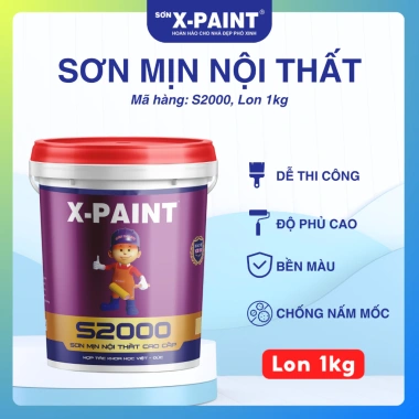 Bộ đôi sơn nội thất X-Paint: 1kg lót trắng + 1kg phủ màu - Siêu rẻ 297.5k, tặng 2 chổi sơn 2