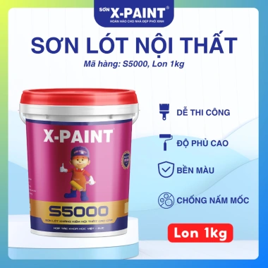 Bộ đôi sơn nội thất X-Paint: 1kg lót trắng + 1kg phủ màu - Siêu rẻ 297.5k, tặng 2 chổi sơn 3