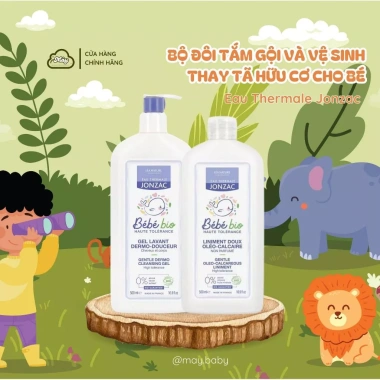 Bộ đôi sữa tắm gội & kem thay tã hữu cơ Eau Thermale Jonzac bé sơ sinh, giảm 18%