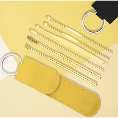 Bộ Dụng Cụ Lấy Ráy Tai 6 Món Inox Cao Cấp, Túi Đựng Sang Trọng, Giá 19.000