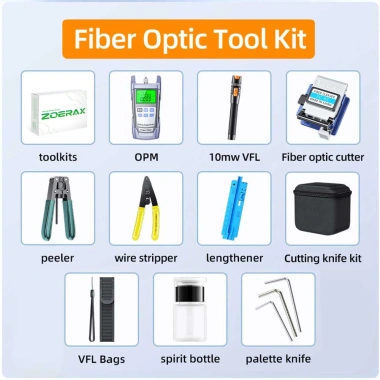 Bộ dụng cụ sợi quang 11 trong 1 ZoeRax - đồng hồ đo công suất, VFL, Cleaver, Strippers, Palette Knife - lắp FTTH, giá 990.000