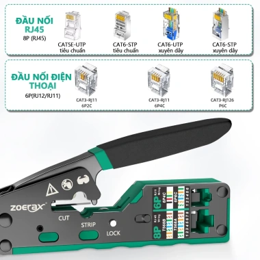 Bộ Dụng Cụ Uốn Dây Cáp Mạng Ethernet Zoeax Cat6 RJ45 8P8C - Giá ưu đãi 296.999₫