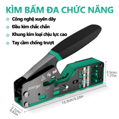 Bộ Dụng Cụ Uốn Dây Cáp Mạng Ethernet Zoeax Cat6 RJ45 8P8C - Giá ưu đãi 296.999₫