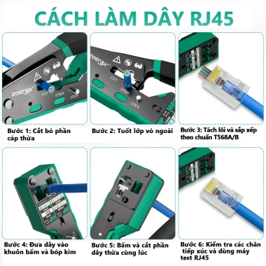 Bộ Dụng Cụ Uốn Dây Cáp Mạng Ethernet Zoeax Cat6 RJ45 8P8C - Giá ưu đãi 296.999₫ 8 Bộ Dụng Cụ Uốn Dây Cáp Mạng Ethernet Zoeax Cat6 RJ45 8P8C - Giá ưu đãi 296.999₫ 8