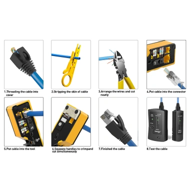 Bộ dụng cụ uốn RJ45 Cat7/Cat6A ZoeRax - Máy kiểm tra cáp, cắt dây, lưỡi dao, đầu nối, bốt, dây buộc, tuốc nơ vít