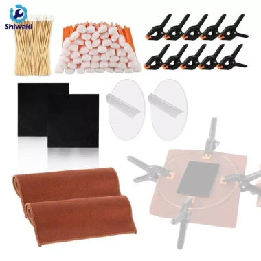 Bộ dụng cụ vệ sinh thẻ tín dụng 5 trong 1: khăn bông, đĩa acrylic, vải da lộn, kẹp lò xo, chất làm mịn - Giá chỉ 384.480₫