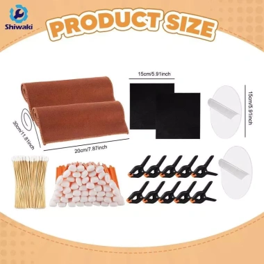Bộ dụng cụ vệ sinh thẻ tín dụng 5 trong 1: khăn bông, đĩa acrylic, vải da lộn, kẹp lò xo, chất làm mịn - Giá chỉ 384.480₫