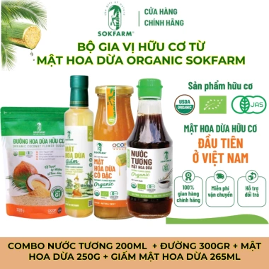 Bộ gia vị hữu cơ Mật Hoa Dừa Sokfarm – USDA, EU, JAS – Giá 550.000₫