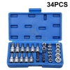 Bộ khẩu tuýp E đầu lục giác hoa thị 34 chi tiết tặng đầu chuyển 3/8 giá ưu đãi 164k