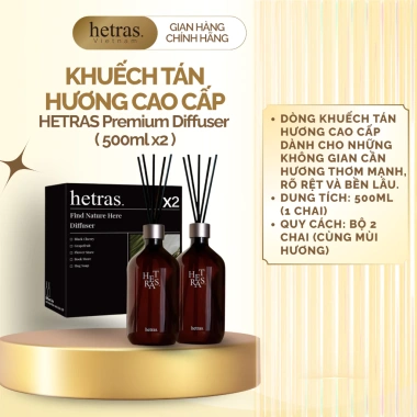 Bộ khuếch tán hương nước hoa HETRAS Premium Diffuser 500ml x2 giá ưu đãi 695.000₫