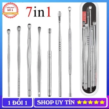 Bộ Lấy Ráy Tai 7 Món Inox Chống Gỉ - Thiết Kế Đa Dụng, Kèm Hộp Nhựa Bảo Quản