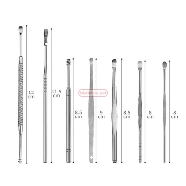 Bộ Lấy Ráy Tai 7 Món Inox Chống Gỉ - Thiết Kế Đa Dụng, Kèm Hộp Nhựa Bảo Quản