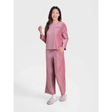 Bộ mặc nhà vải nhung nữ CANIFA dài tay, quần ống suông, Oeko‑Tex, ưu đãi 489.000₫