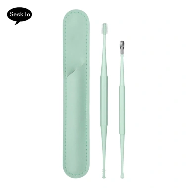 Bộ Muỗng Tai Tái Sử Dụng Thép Không Gỉ - Tay Cầm Dài, Vỏ Da Giả, Tẩy Sáp Tai 50.600đ