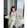 Bộ ngủ lụa cao cấp 3 món ren có đệm ngực dây nơ, quần xẻ Xíu Sleepwear giá 545k 2