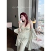 Bộ ngủ lụa cao cấp 3 món ren có đệm ngực dây nơ, quần xẻ Xíu Sleepwear giá 545k 3