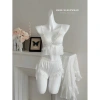 Bộ Ngủ Lụa Hai Dây Đệm Ngực Nơ Ren Eo Quần Xẻ - QC Loại 1, Giá ưu đãi 255k Xíu Sleepwear 4